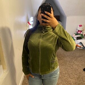 Green Velvet Women's zip up
